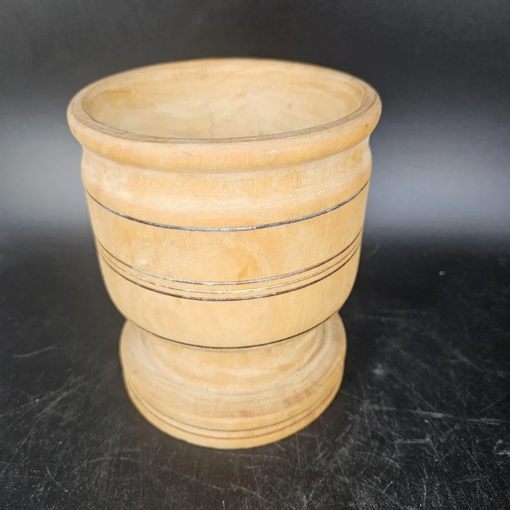 Hand Turned Wood Pedestal Vase Planter Goblet Rustic Boho Farmhouse Decor Home